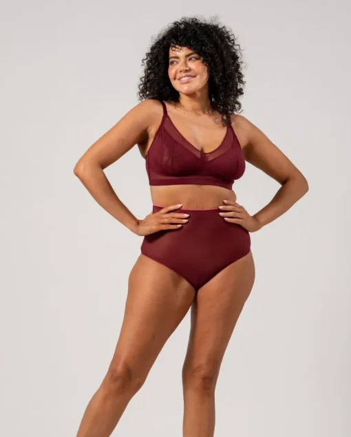 Mesh Highwaist Briefs Burgundy/Neon Pink<UNDERSTATEMENT Online