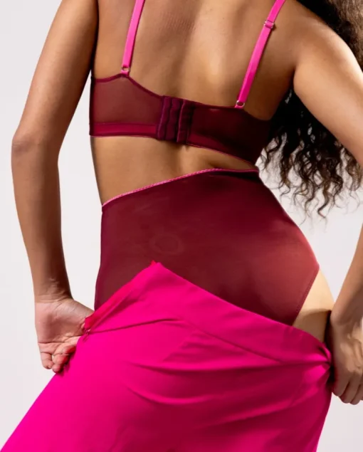 Mesh Highwaist Briefs Burgundy/Neon Pink<UNDERSTATEMENT Online