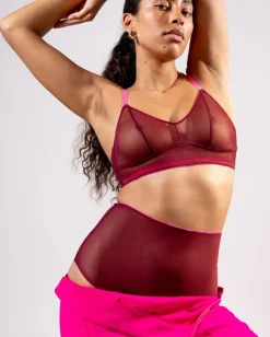 Mesh Highwaist Briefs Burgundy/Neon Pink<UNDERSTATEMENT Online