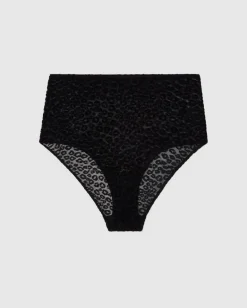 Mesh Highwaist Briefs Leopard Black<UNDERSTATEMENT Hot