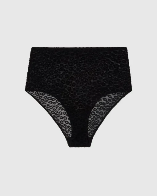 Mesh Highwaist Briefs Leopard Black<UNDERSTATEMENT Hot
