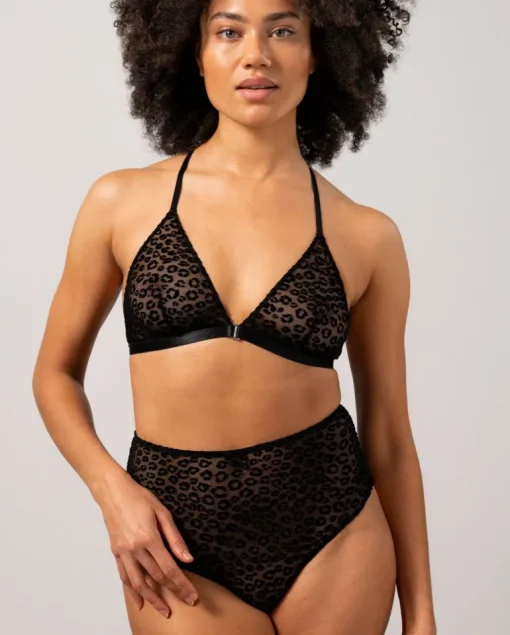 Mesh Highwaist Briefs Leopard Black<UNDERSTATEMENT Hot