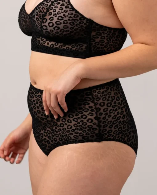 Mesh Highwaist Briefs Leopard Black<UNDERSTATEMENT Hot