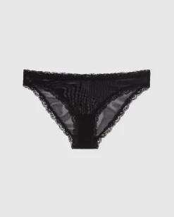 Mesh Lace Trim Bikini Briefs Black<UNDERSTATEMENT Clearance