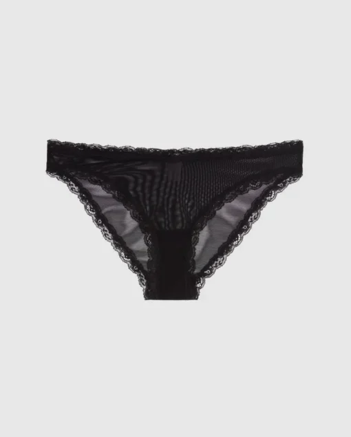 Mesh Lace Trim Bikini Briefs Black<UNDERSTATEMENT Clearance