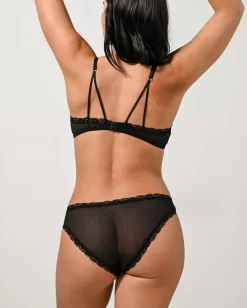 Mesh Lace Trim Bikini Briefs Black<UNDERSTATEMENT Clearance