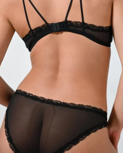 Mesh Lace Trim Bikini Briefs Black<UNDERSTATEMENT Clearance