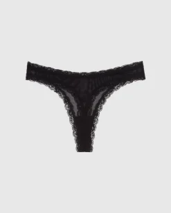 Mesh Lace Trim Thong Black<UNDERSTATEMENT Shop
