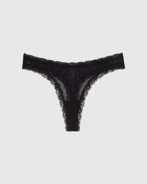 Mesh Lace Trim Thong Black<UNDERSTATEMENT Shop