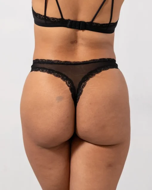 Mesh Lace Trim Thong Black<UNDERSTATEMENT Shop
