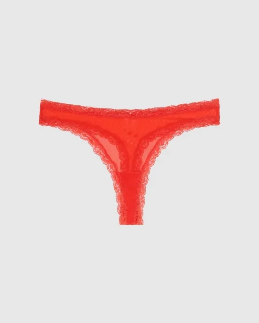 Mesh Lace Trim Thong Fiery Red<UNDERSTATEMENT Best Sale