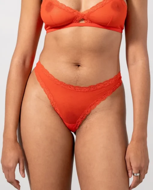 Mesh Lace Trim Thong Fiery Red<UNDERSTATEMENT Best Sale