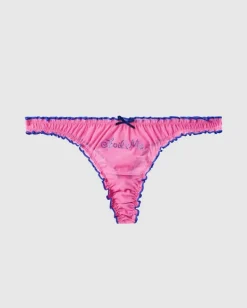 Mesh Ruffle Thong Candy Pink / Electric Blue<UNDERSTATEMENT Best Sale
