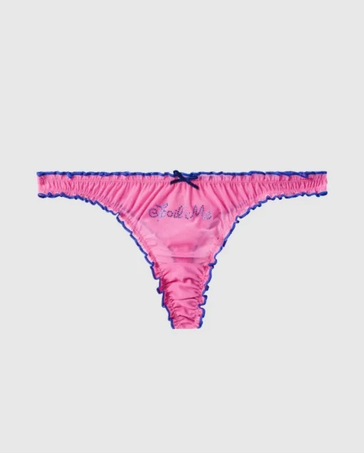 Mesh Ruffle Thong Candy Pink / Electric Blue<UNDERSTATEMENT Best Sale