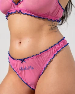 Mesh Ruffle Thong Candy Pink / Electric Blue<UNDERSTATEMENT Best Sale