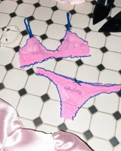 Mesh Ruffle Thong Candy Pink / Electric Blue<UNDERSTATEMENT Best Sale