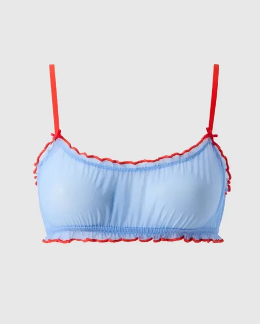 Mesh Röyhelöbralette Vaaleansininen-Punainen<UNDERSTATEMENT Shop