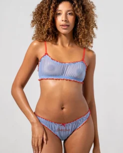 Mesh Röyhelöbralette Vaaleansininen-Punainen<UNDERSTATEMENT Shop
