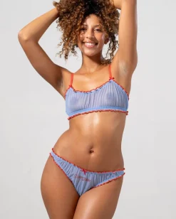 Mesh Röyhelöbralette Vaaleansininen-Punainen<UNDERSTATEMENT Shop