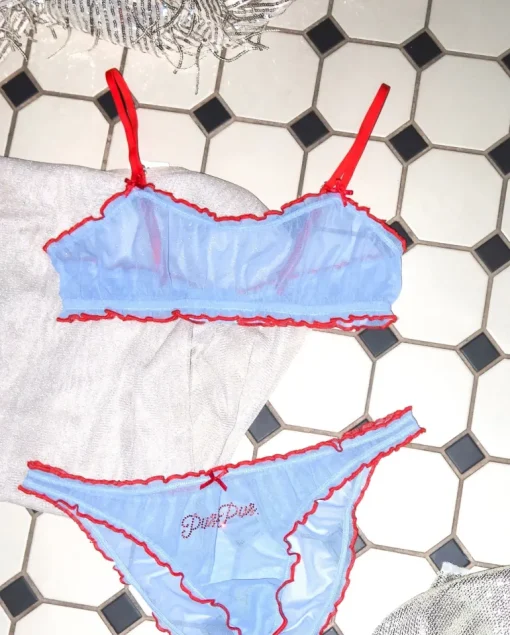 Mesh Röyhelöbralette Vaaleansininen-Punainen<UNDERSTATEMENT Shop