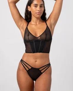 Mesh Strappy Bikini Briefs Black<UNDERSTATEMENT Store