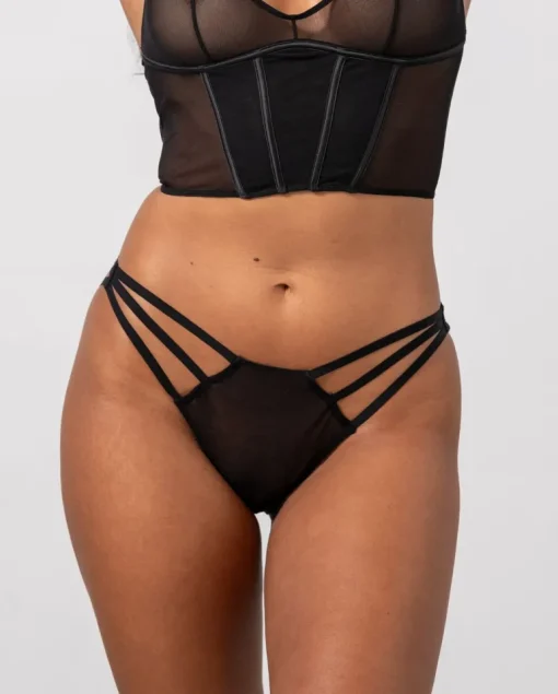 Mesh Strappy Bikini Briefs Black<UNDERSTATEMENT Store