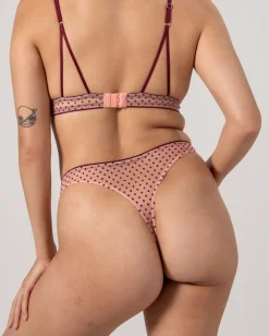 Mesh Thong Pale Pink/Burgundy<UNDERSTATEMENT Best