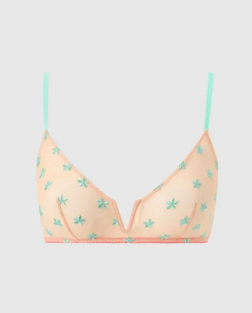 Mesh V-Balconette Peach Turquoise<UNDERSTATEMENT Store