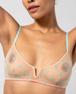 Mesh V-Balconette Peach Turquoise<UNDERSTATEMENT Store