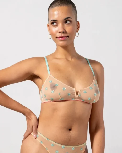 Mesh V-Balconette Peach Turquoise<UNDERSTATEMENT Store
