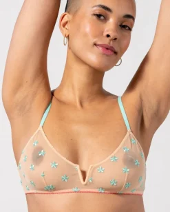 Mesh V-Balconette Peach Turquoise<UNDERSTATEMENT Store