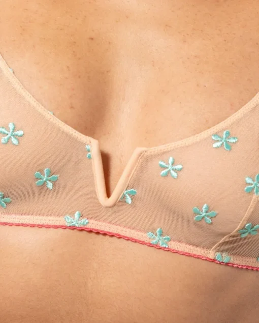 Mesh V-Balconette Peach Turquoise<UNDERSTATEMENT Store
