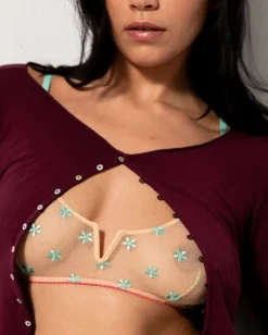 Mesh V-Balconette Peach Turquoise<UNDERSTATEMENT Store