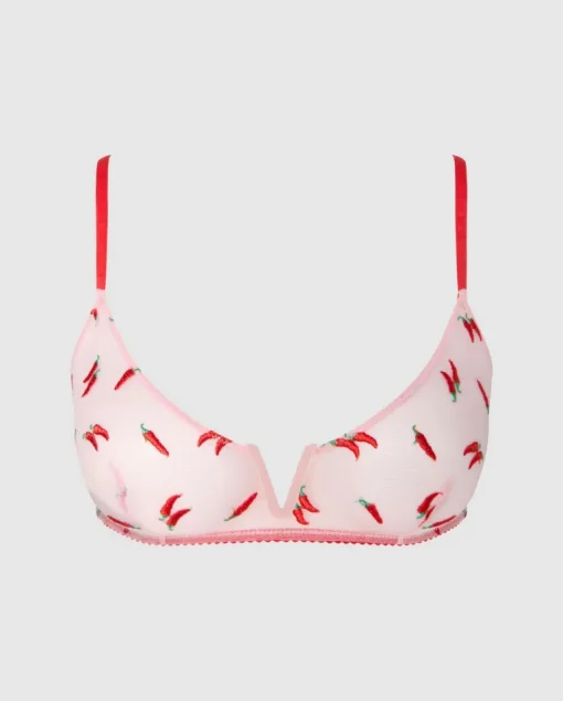 Mesh V-Balconette Powder Pink/Fiery Red<UNDERSTATEMENT Best