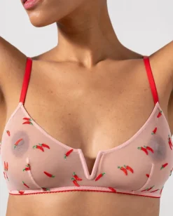 Mesh V-Balconette Powder Pink/Fiery Red<UNDERSTATEMENT Best