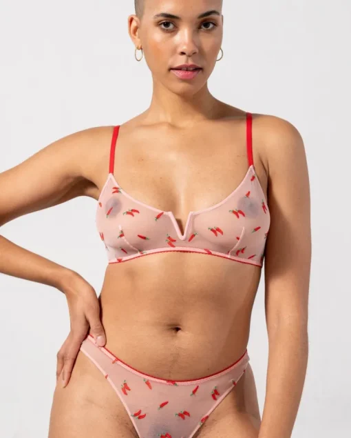Mesh V-Balconette Powder Pink/Fiery Red<UNDERSTATEMENT Best