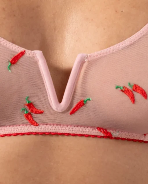 Mesh V-Balconette Powder Pink/Fiery Red<UNDERSTATEMENT Best