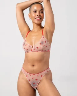 Mesh V-Balconette Powder Pink/Fiery Red<UNDERSTATEMENT Best