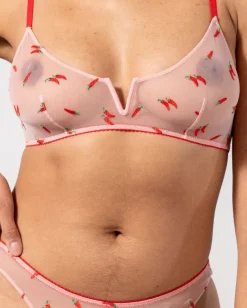 Mesh V-Balconette Powder Pink/Fiery Red<UNDERSTATEMENT Best