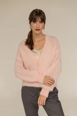 Mia Mohair Neuletakki Vaaleanpunainen<Enteliér Cheap