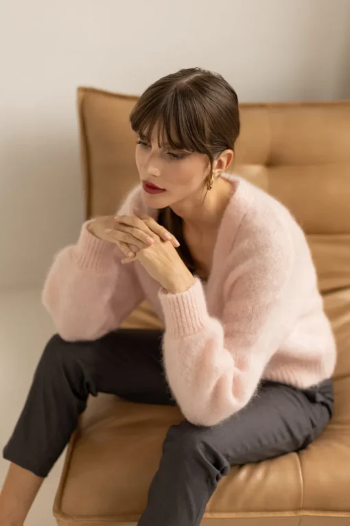 Mia Mohair Neuletakki Vaaleanpunainen<Enteliér Cheap
