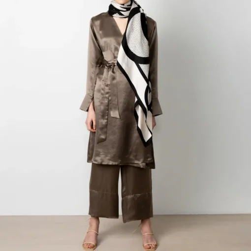 Midi Kietaisumekko Taupe<Studio Heijne Sale