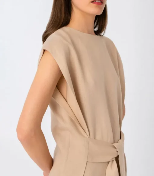 Midi Pellavamekko Beige<Elizabeth LaGre Cheap
