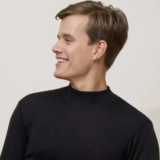 Miesten Merino Silk pitkähihainen kilpikonnakauluksinen paita<Tam Silk Clearance