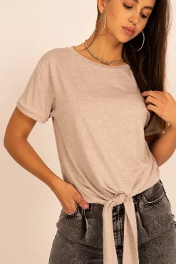 Mika Tied T-Shirt Beige<ANGELL Cheap