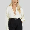 Moonlight Satin Shirt Beige<GUAJA. Hot