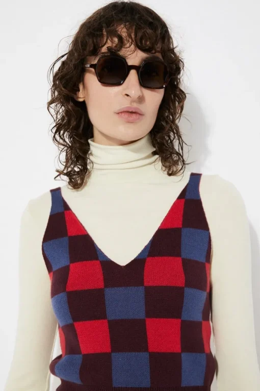Mussol Ruudullinen Neuletoppi<Rita Row Clearance