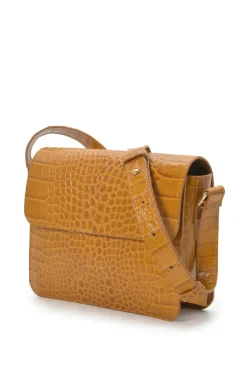Nahkainen Neliö Olkalaukku Beige<Leandra Hot