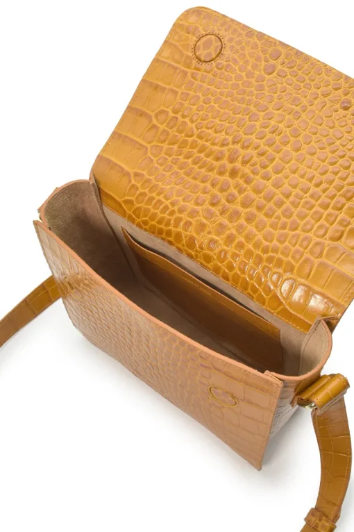 Nahkainen Neliö Olkalaukku Beige<Leandra Hot