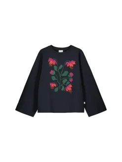 Naisten Botania Kirjonta Collegepaita Musta<MAINIO Cheap